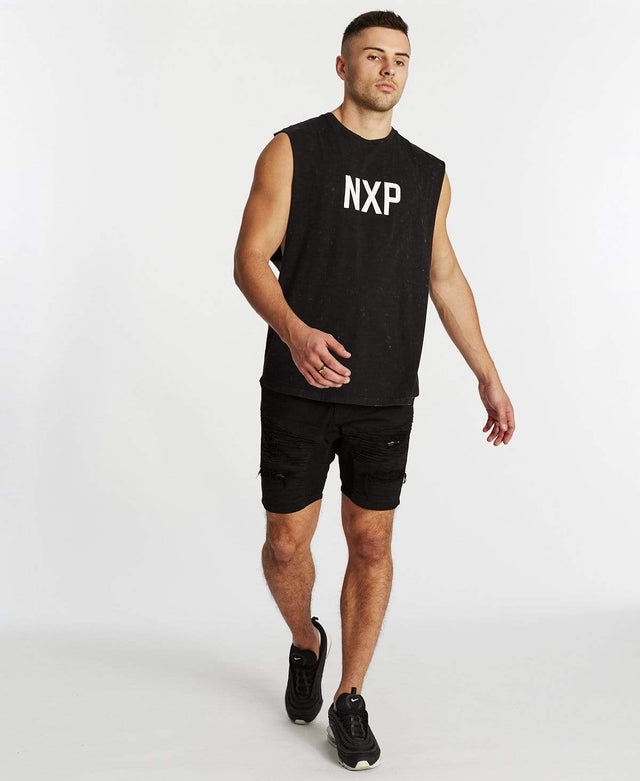 Nena & Pasadena Outburst Scoop Back Muscle Tee Acid Black