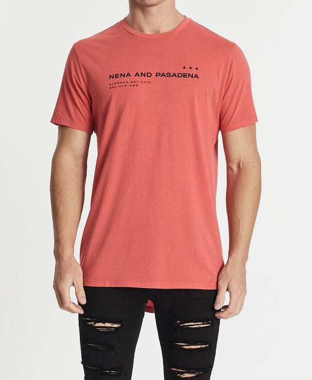 Nena & Pasadena Overthrown Cape Back T-Shirt Pigment Hibiscus Red
