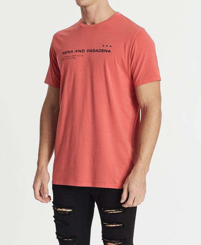 Nena & Pasadena Overthrown Cape Back T-Shirt Pigment Hibiscus Red