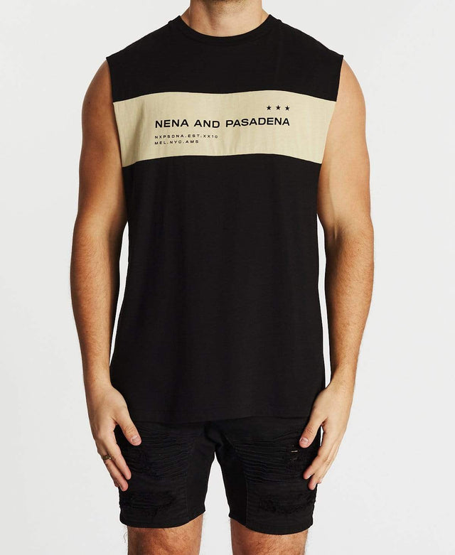 Nena & Pasadena Overthrown Scoop Back Muscle Tee Jet Black