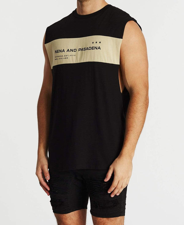 Nena & Pasadena Overthrown Scoop Back Muscle Tee Jet Black