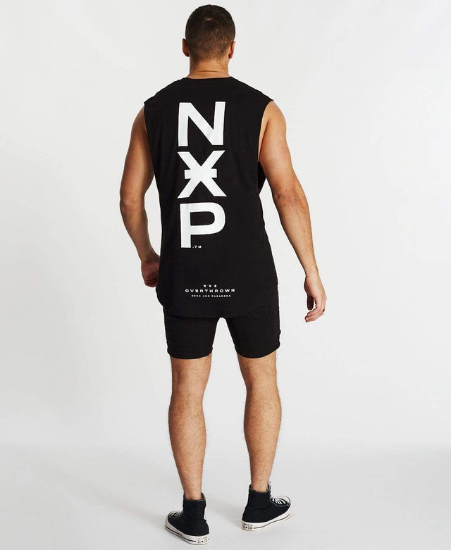 Nena & Pasadena Overthrown Scoop Back Muscle Tee Jet Black