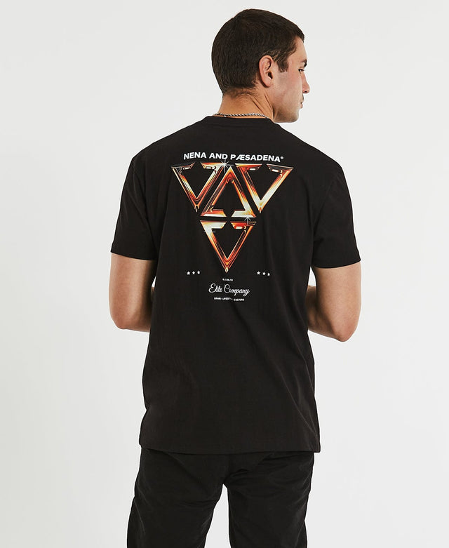 Nena & Pasadena Quadrant Relaxed T-Shirt Jet Black