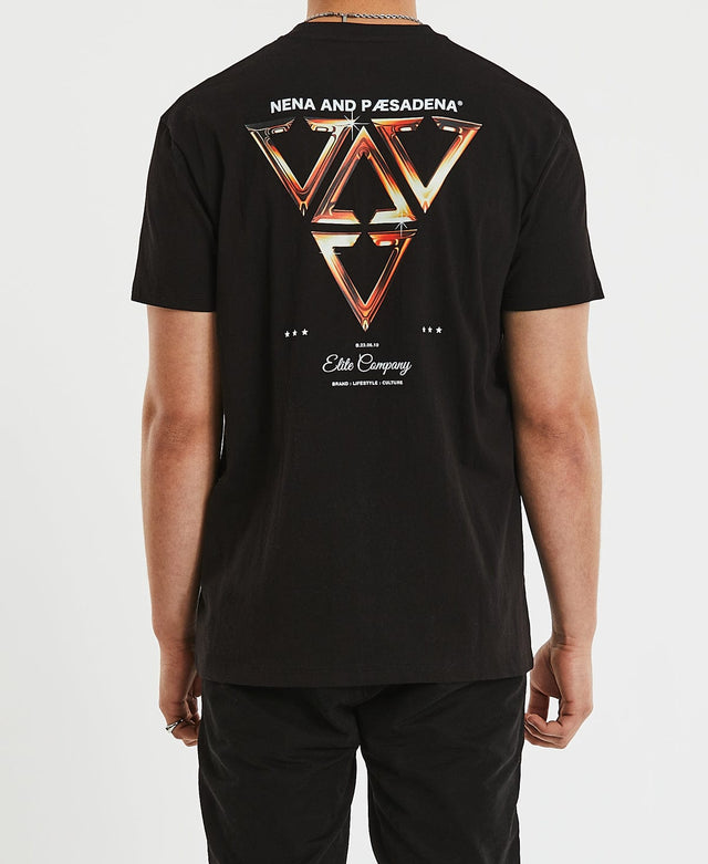 Nena & Pasadena Quadrant Relaxed T-Shirt Jet Black
