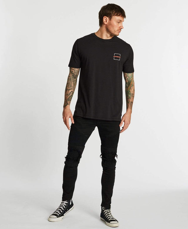 Nena & Pasadena Rebellion Step Hem T-Shirt Jet Black