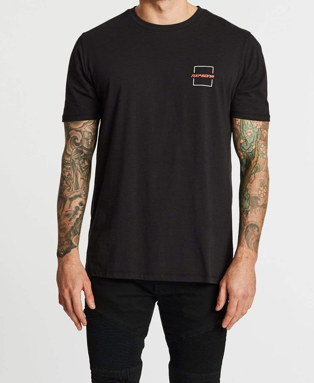Nena & Pasadena Rebellion Step Hem T-Shirt Jet Black