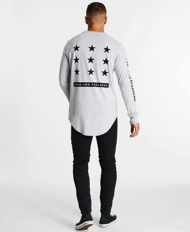 Nena & Pasadena Reputations Cape Back Long Sleeve T-Shirt Grey Marle