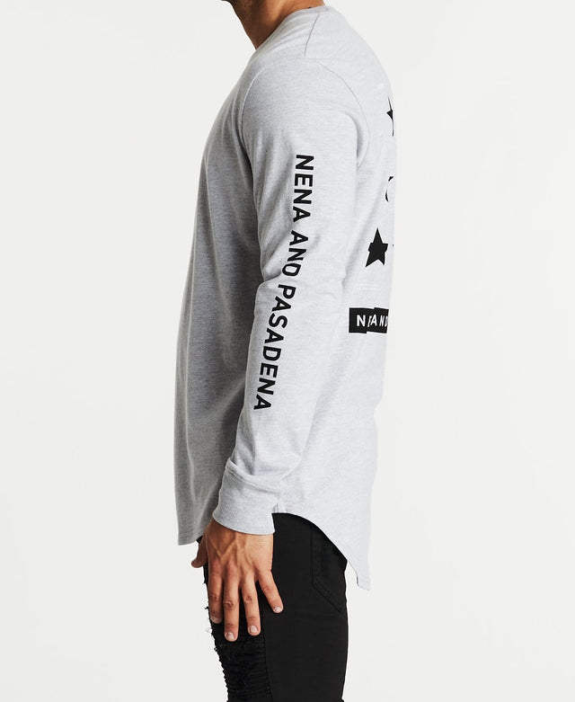 Nena & Pasadena Reputations Cape Back Long Sleeve T-Shirt Grey Marle