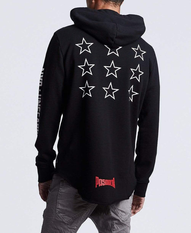 Nena & Pasadena Rock Star Raw Hem Hoodie Jet Black