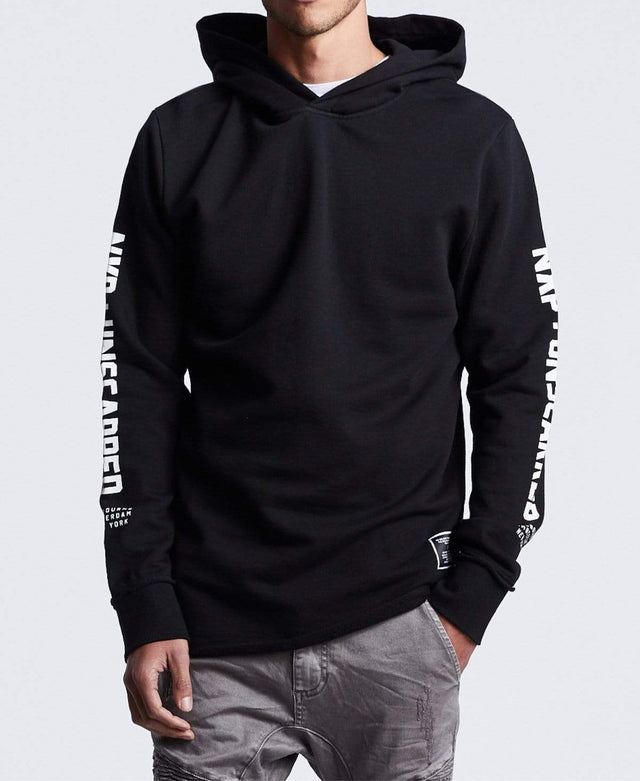 Nena & Pasadena Rock Star Raw Hem Hoodie Jet Black