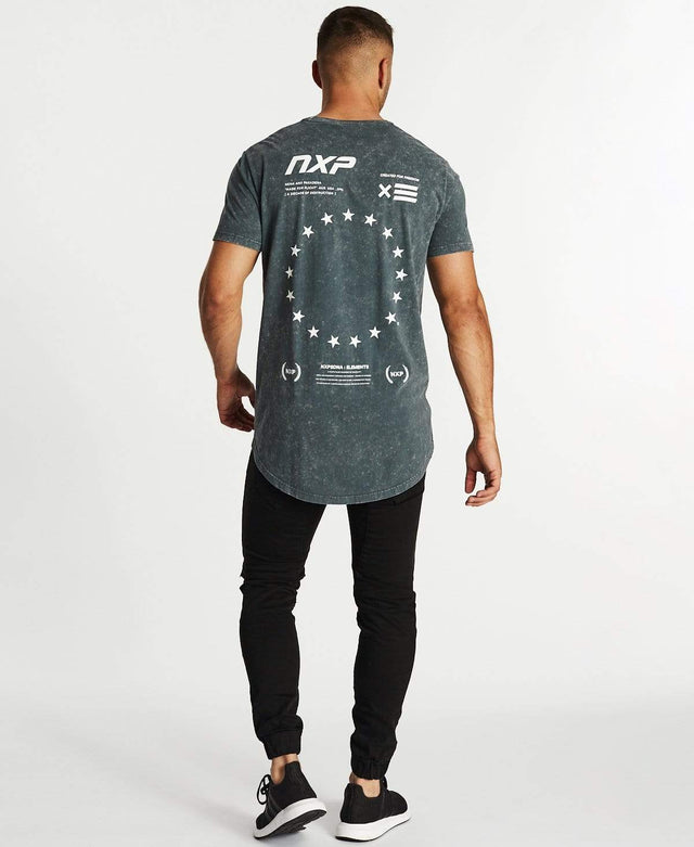 Nena & Pasadena Rounded Cape Back T-Shirt Acid Charcoal