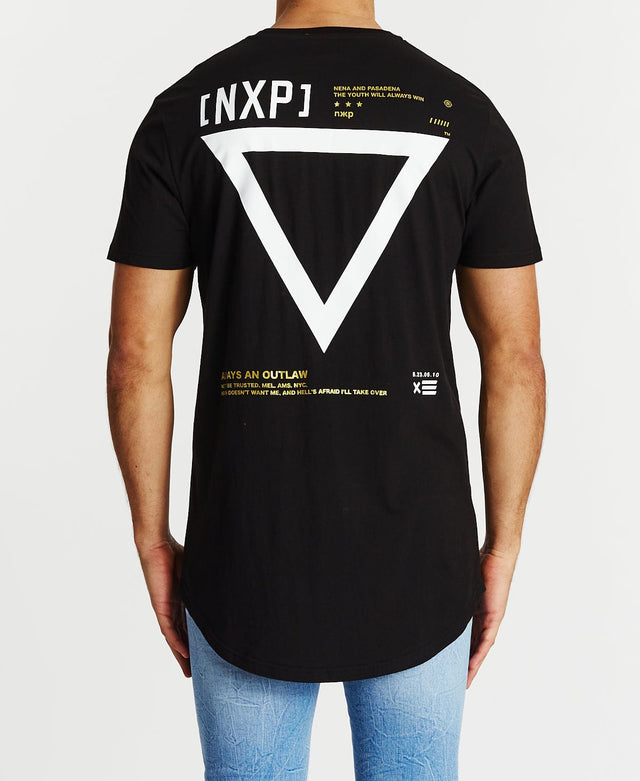 Nena & Pasadena Rundown Cape Back T-Shirt Jet Black