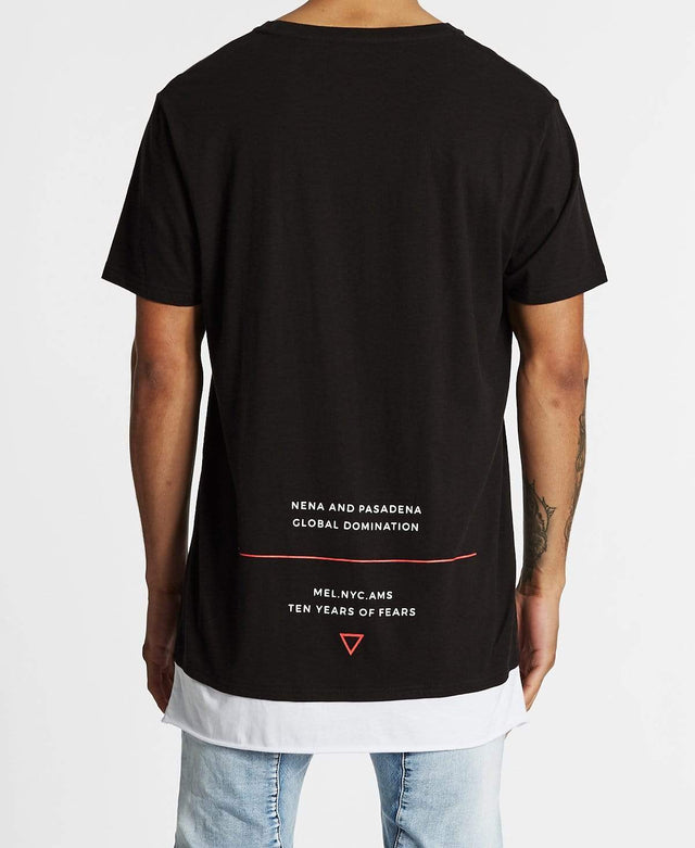 Nena & Pasadena Springfield Layered Hem T-Shirt Jet Black