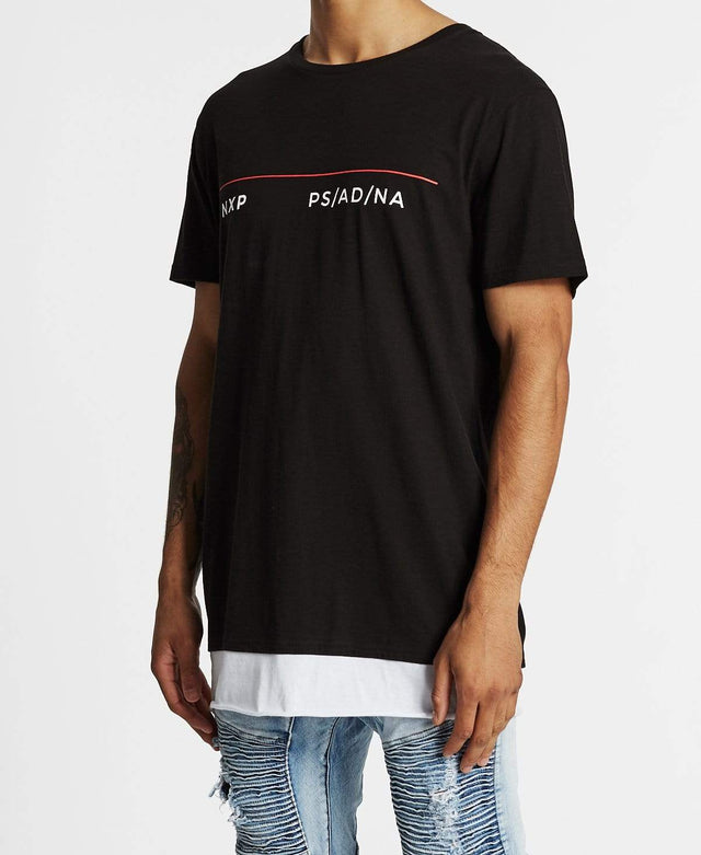 Nena & Pasadena Springfield Layered Hem T-Shirt Jet Black