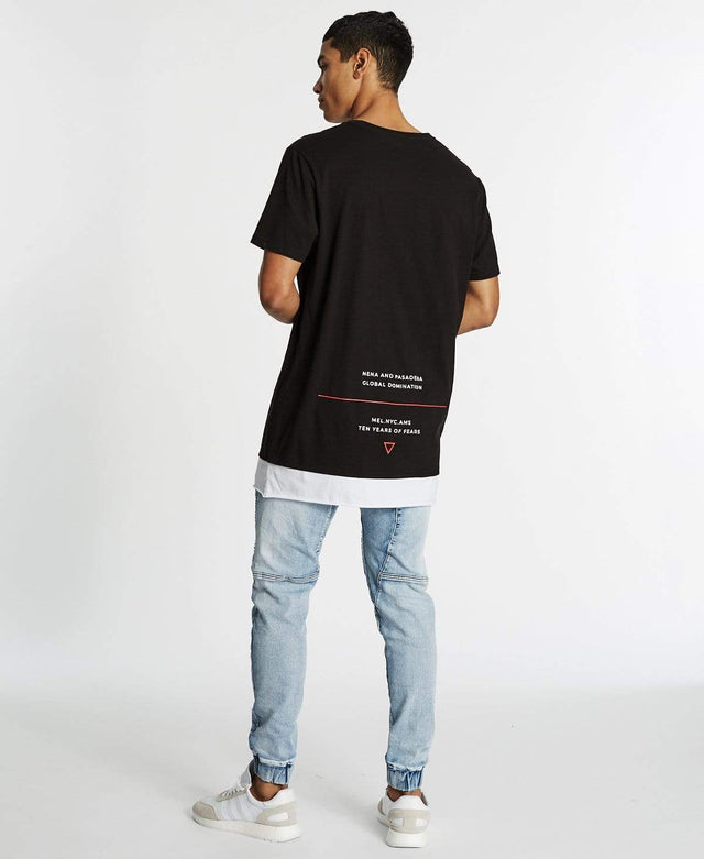 Nena & Pasadena Springfield Layered Hem T-Shirt Jet Black