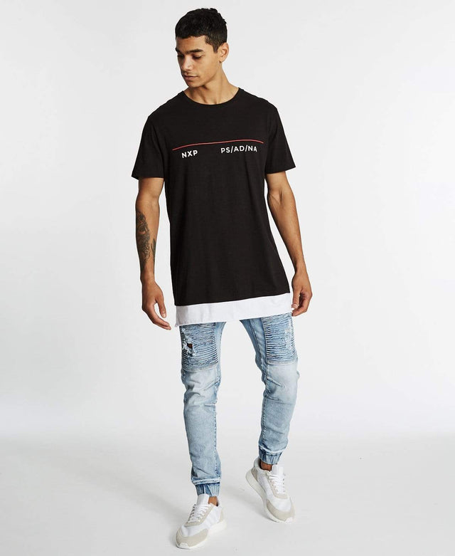 Nena & Pasadena Springfield Layered Hem T-Shirt Jet Black