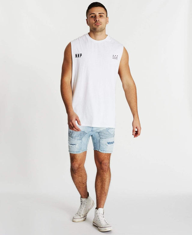 Nena & Pasadena Tireless Scoop Back Muscle Tee White