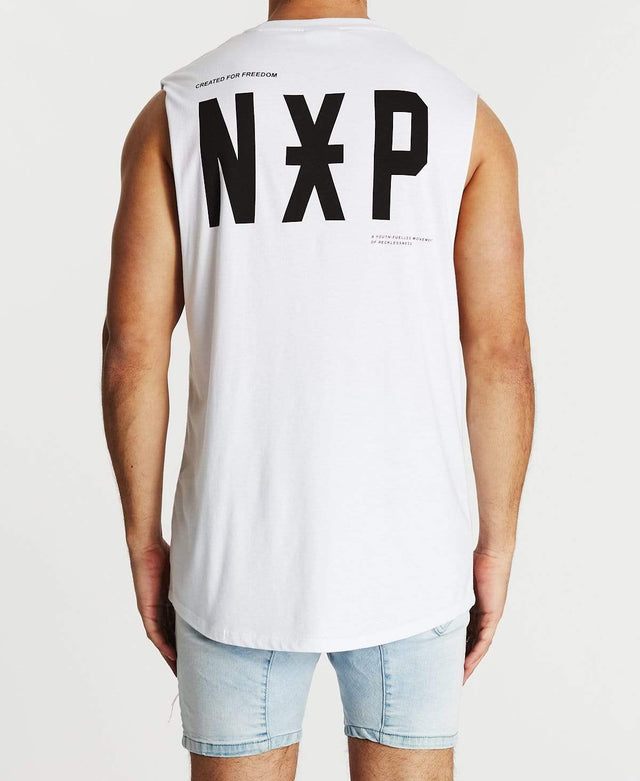 Nena & Pasadena Tireless Scoop Back Muscle Tee White