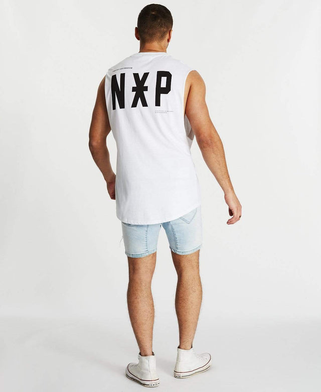 Nena & Pasadena Tireless Scoop Back Muscle Tee White