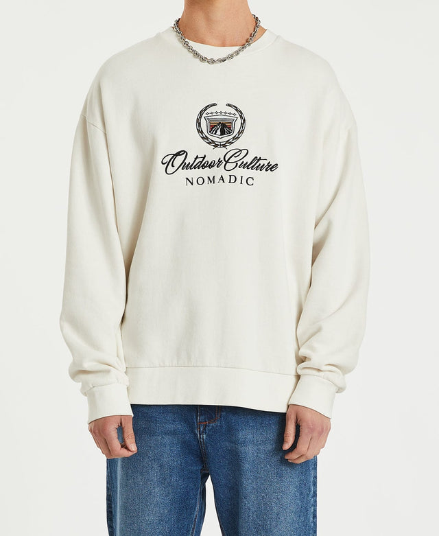 model wears Escalade Relaxed Jumper Off White Jumpers White - image 6