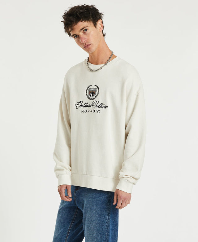 model wears Escalade Relaxed Jumper Off White Jumpers White - image 5