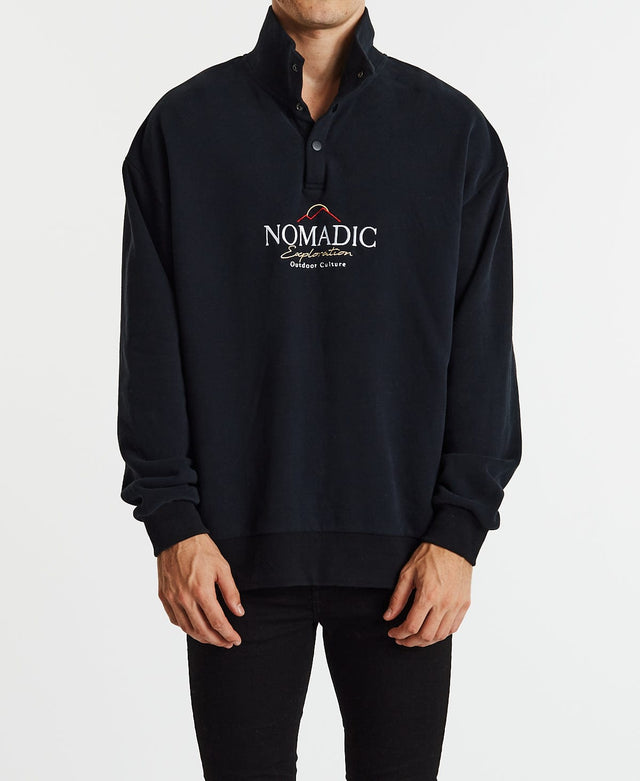 Nomadic View Pull Over Sweater - Jet Black BLACK
