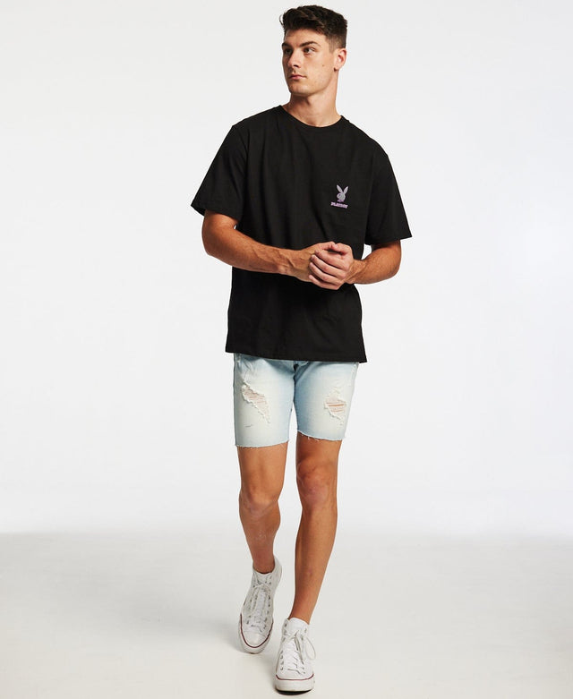 Playboy Linear Classic Bunny Stack T-Shirt Black