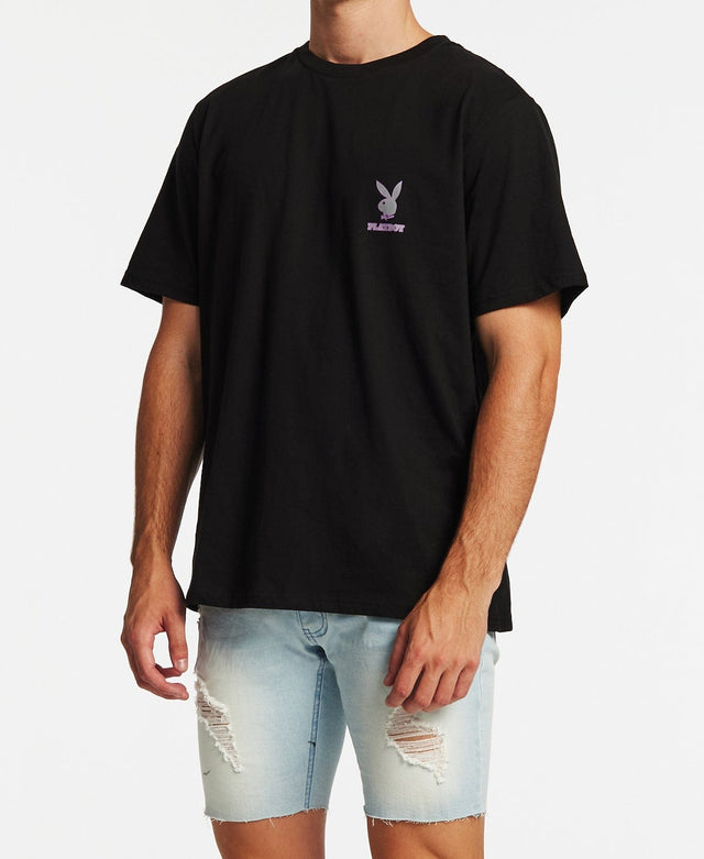 Playboy Linear Classic Bunny Stack T-Shirt Black
