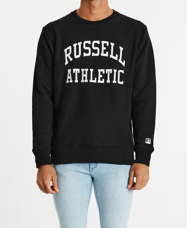 Russell Athletic Applique Arch Brand Crew Jumper Black
