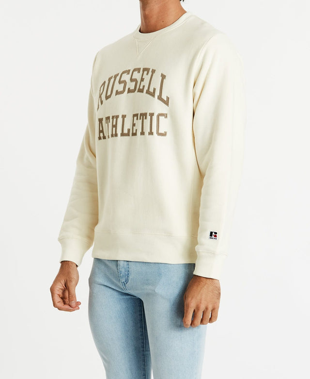 Russell Athletic Applique Arch Brand Crew Jumper Soy Neutral