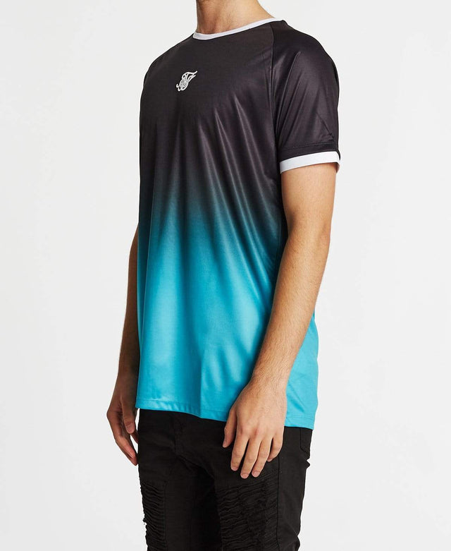 Sik Silk Raglan Straight Hem Fade T-Shirt Black/Teal