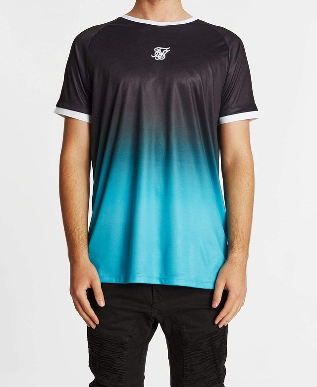 Sik Silk Raglan Straight Hem Fade T-Shirt Black/Teal