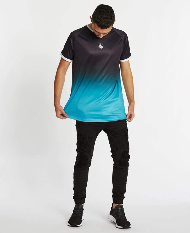 Sik Silk Raglan Straight Hem Fade T-Shirt Black/Teal