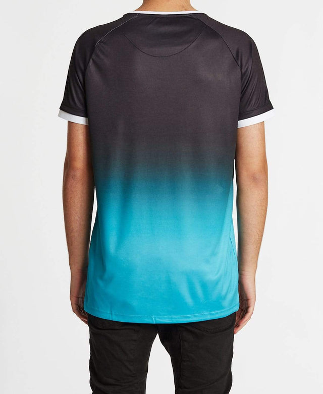Sik Silk Raglan Straight Hem Fade T-Shirt Black/Teal