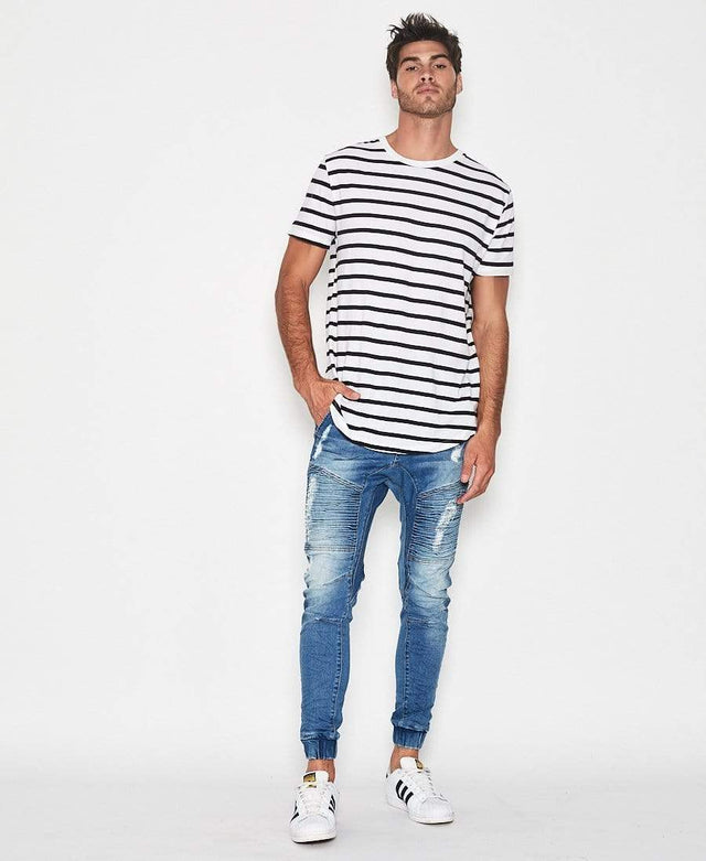 Sushi Radio Basic Baseball T-Shirt White/Navy Stripe