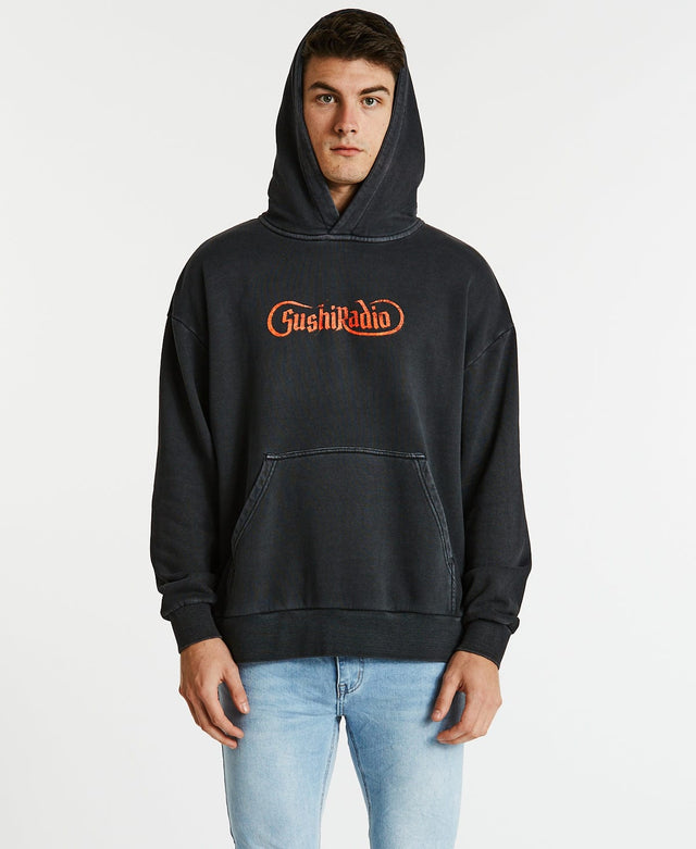 Sushi Radio Battle Relaxed Hoodie Pigment Black
