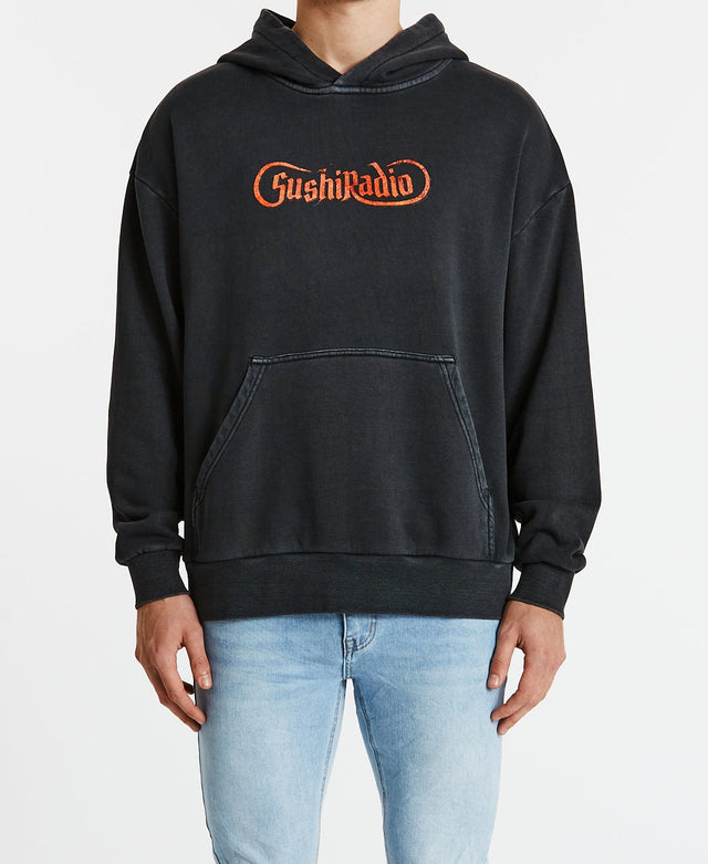 Sushi Radio Battle Relaxed Hoodie Pigment Black