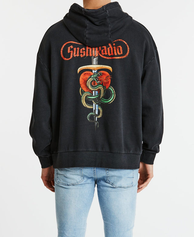 Sushi Radio Battle Relaxed Hoodie Pigment Black