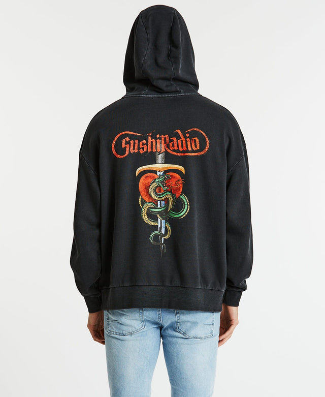 Sushi Radio Battle Relaxed Hoodie Pigment Black