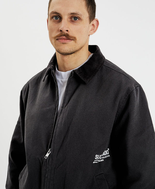 model wears Cadillac Worker Jacket Asphalt Grey Jackets Grey - image 2