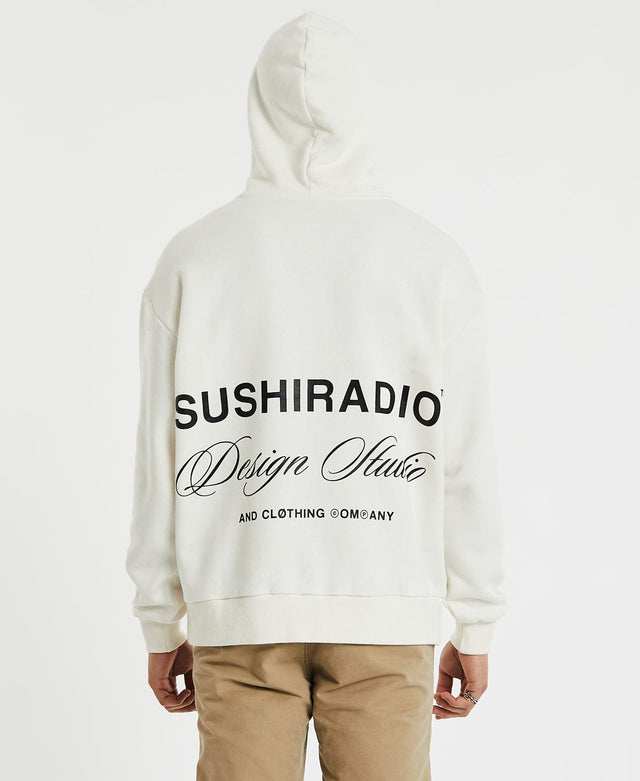 Sushi Radio Dark Studio Relaxed Fit Hoodie - Natural White WHITE