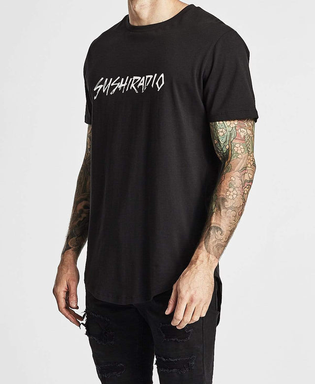 Sushi Radio False Baseball T-Shirt Jet Black