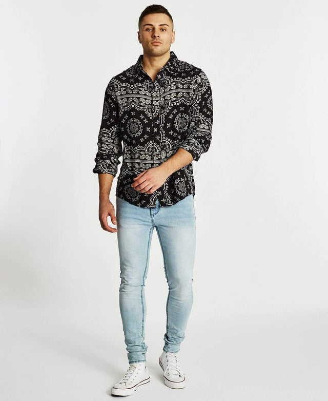 Sushi Radio Gallant Standard Long Sleeve Shirt Black White Print