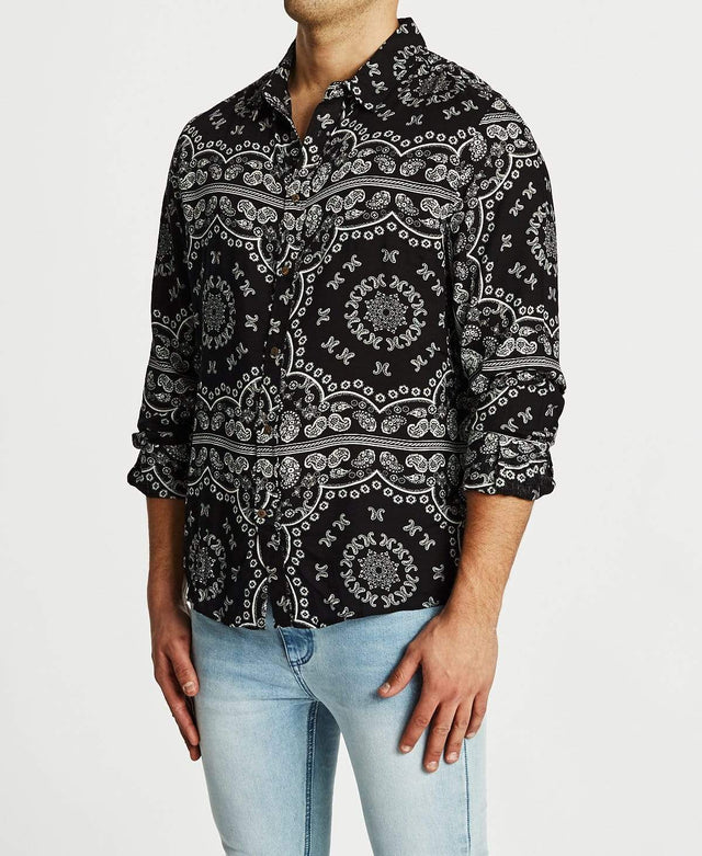 Sushi Radio Gallant Standard Long Sleeve Shirt Black White Print