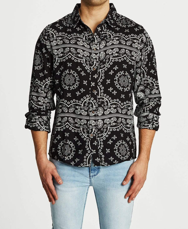 Sushi Radio Gallant Standard Long Sleeve Shirt Black White Print