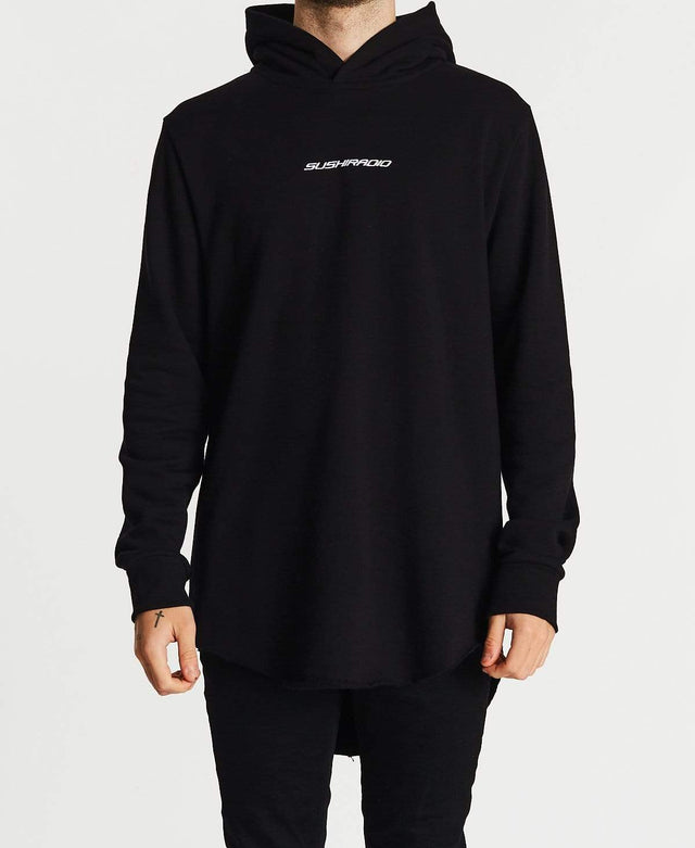 Sushi Radio Life Line Dual Curved Hoodie Jet Black