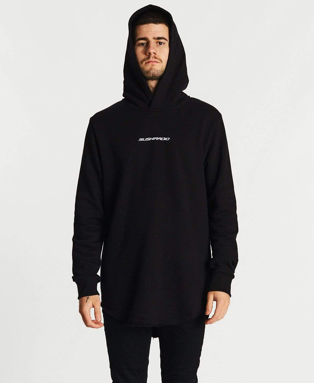 Sushi Radio Life Line Dual Curved Hoodie Jet Black