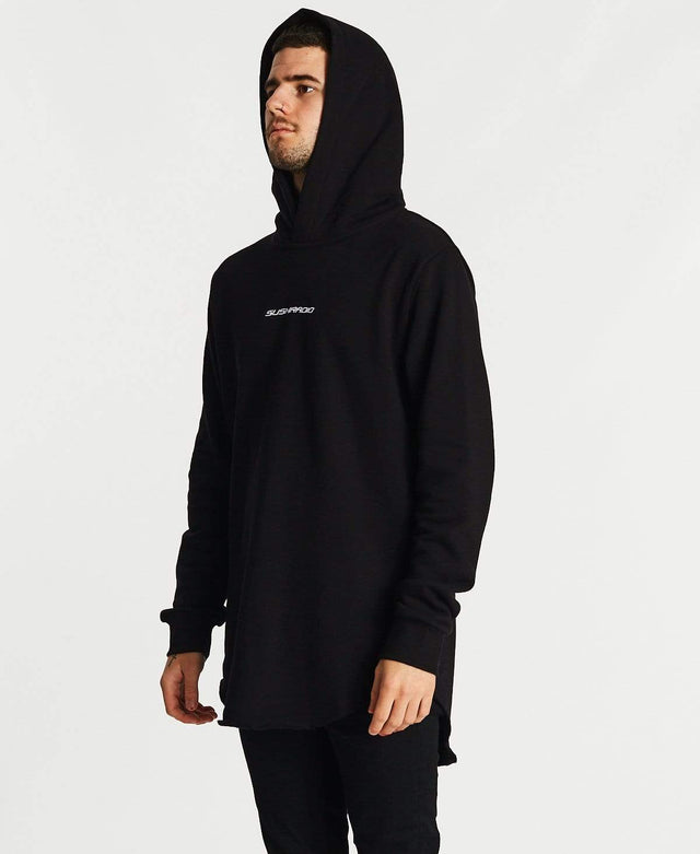 Sushi Radio Life Line Dual Curved Hoodie Jet Black