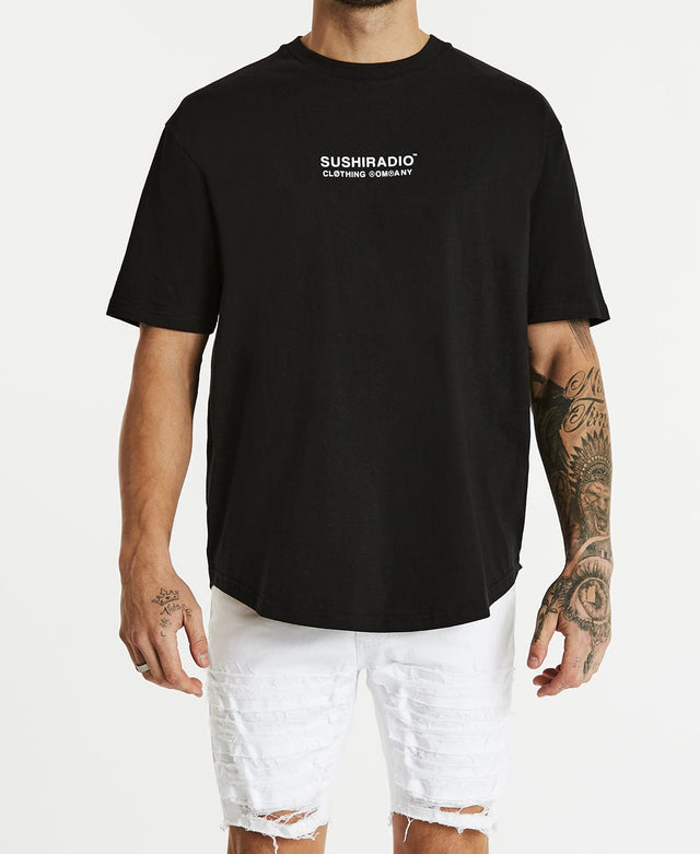 Sushi Radio Studio Box Fit Scoop T-Shirt Jet Black