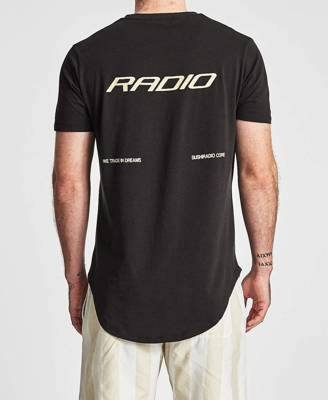 Sushi Radio Trader Baseball T-Shirt Jet Black